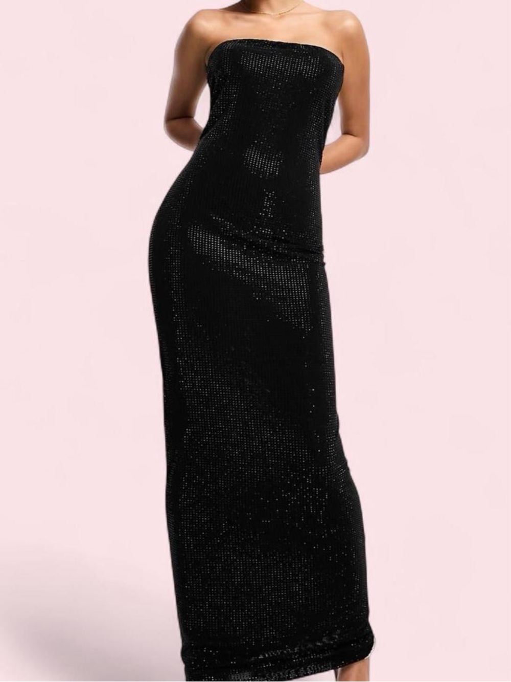 Heiress Beverly Hills Elegant Black Sparkle Slip Dress with Cowl Neck
